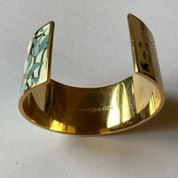 Brand New Tory Burch Floral and Gold Cuff Braclet - Picture 3 of 5